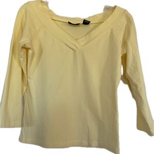 Yellow V-Neck Women's 3/4 Sleeve Top